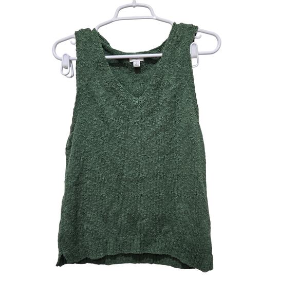 J.Crew Green Bouclé Knit V-Neck Sweater Tank Size Large - Picture 1 of 8
